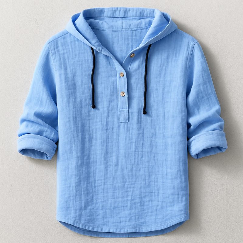 Hooded Henley Shirt for Men