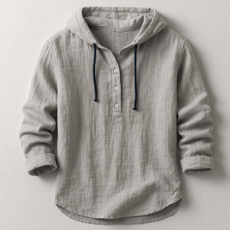 Hooded Henley Shirt for Men