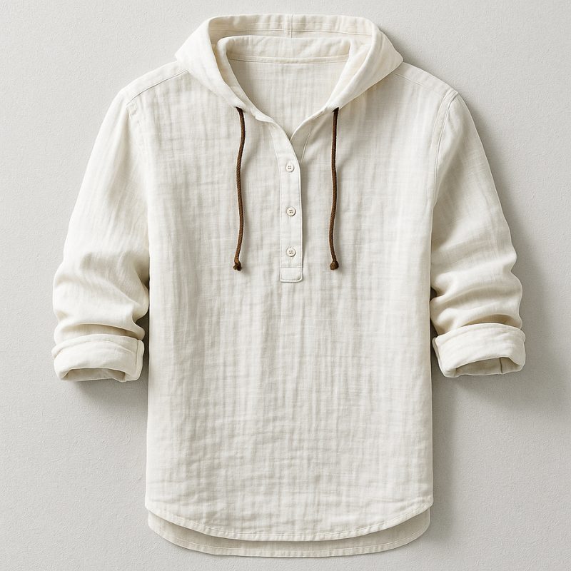 Hooded Henley Shirt for Men