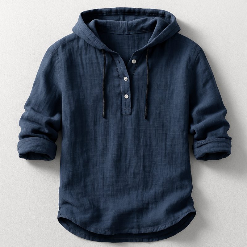 Hooded Henley Shirt for Men