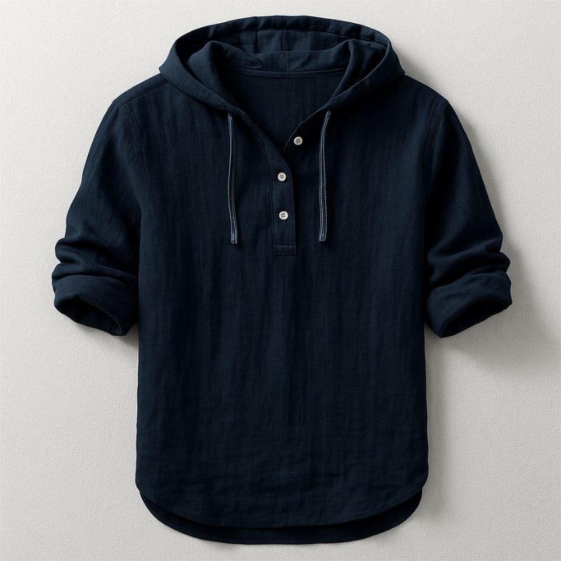 Hooded Henley Shirt for Men