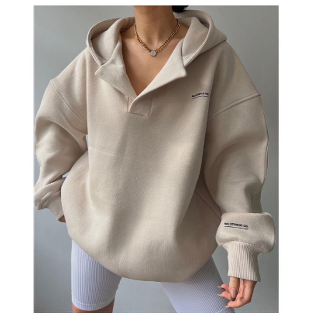 Women’s Oversized Collared Hoodie with Long Sleeves