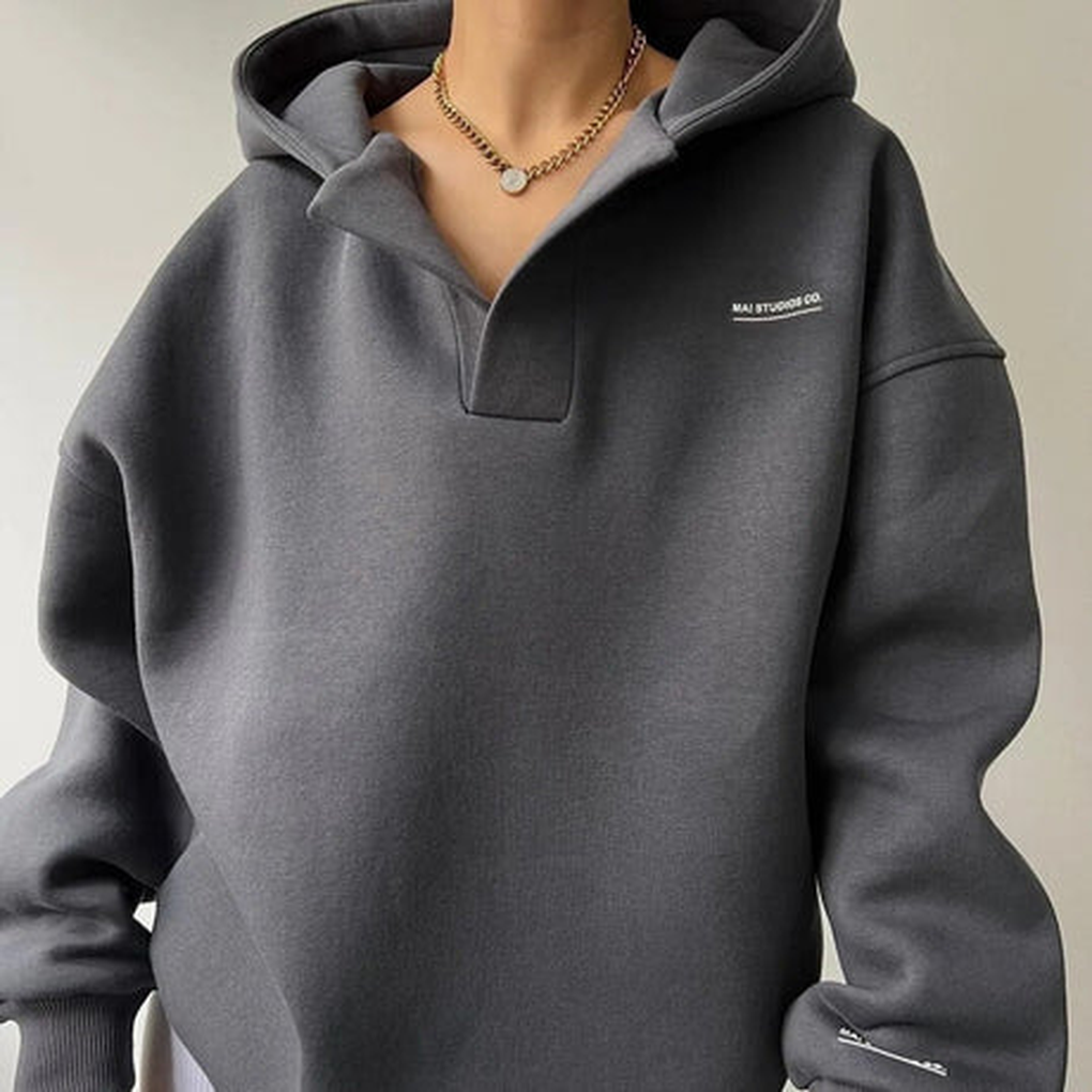 Women’s Oversized Collared Hoodie with Long Sleeves