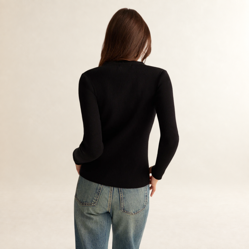 Button Down Top for Women Long Sleeve Slim Fit Ribbed Design