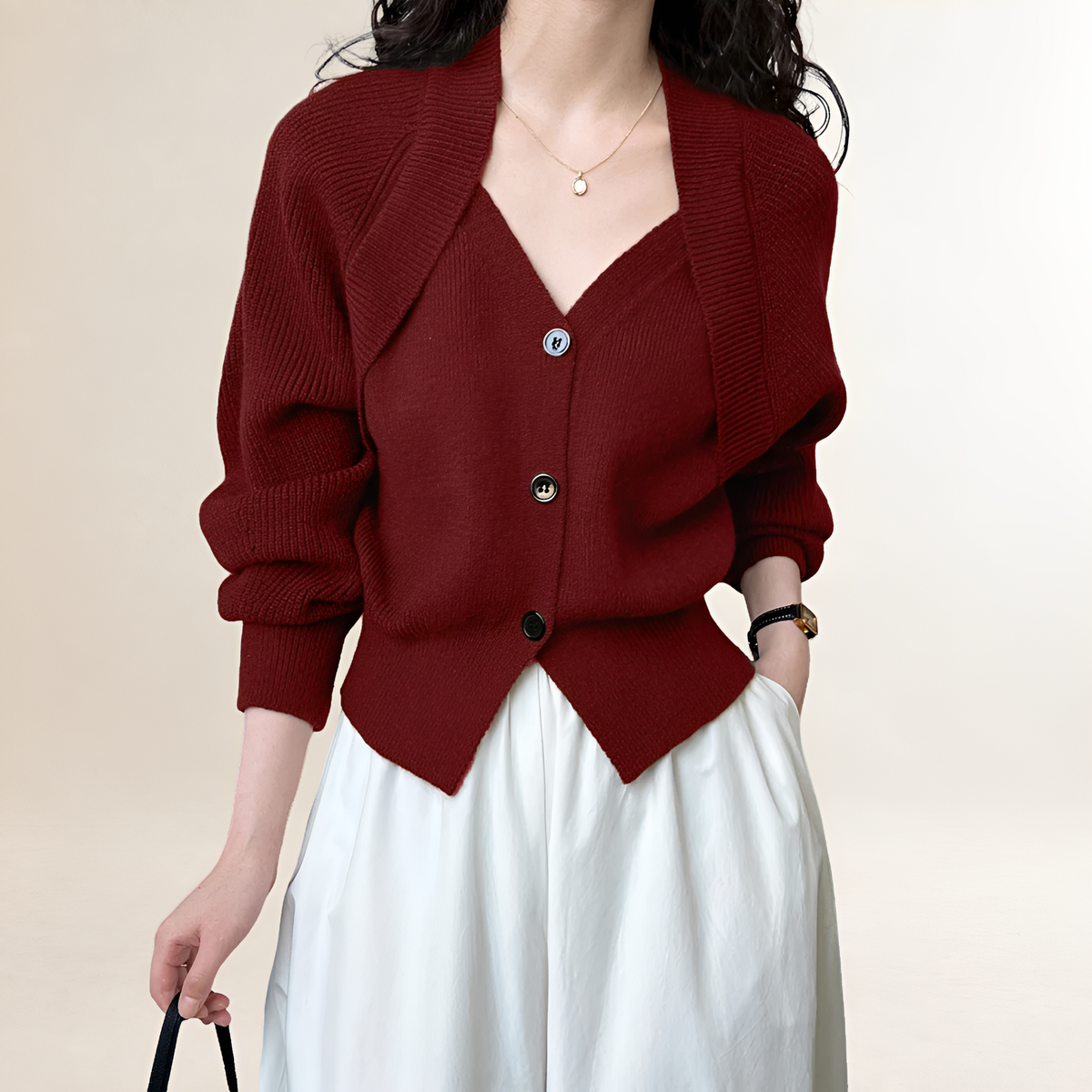 Cardigan for Women V-neck Button Front Long Sleeve Regular Fit