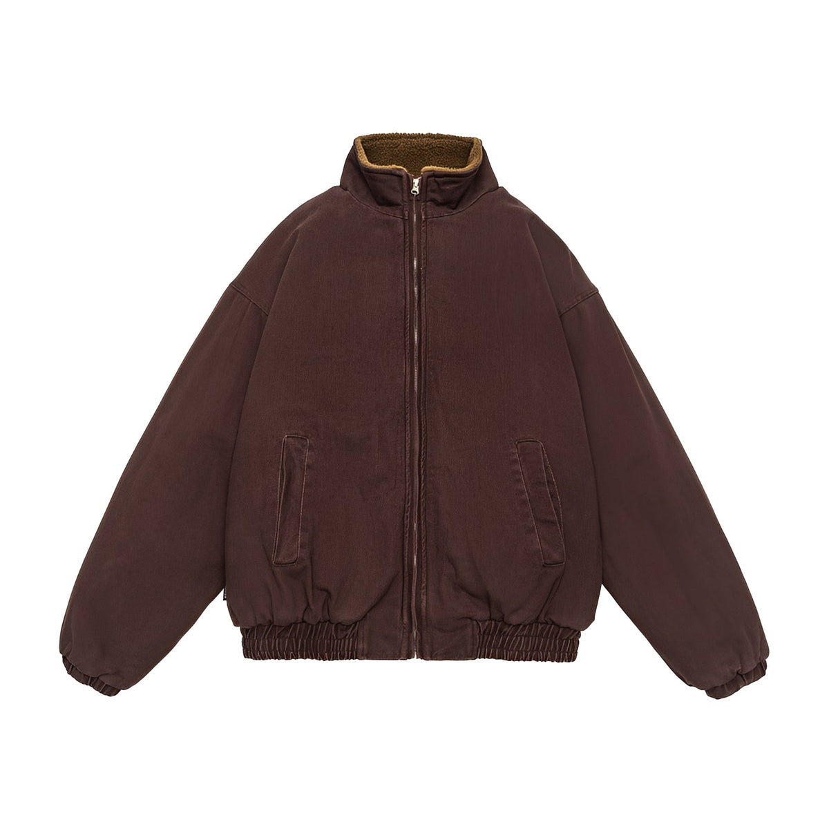Casual Jacket Men - Zip Closure, Oversized Fit, Stand Collar