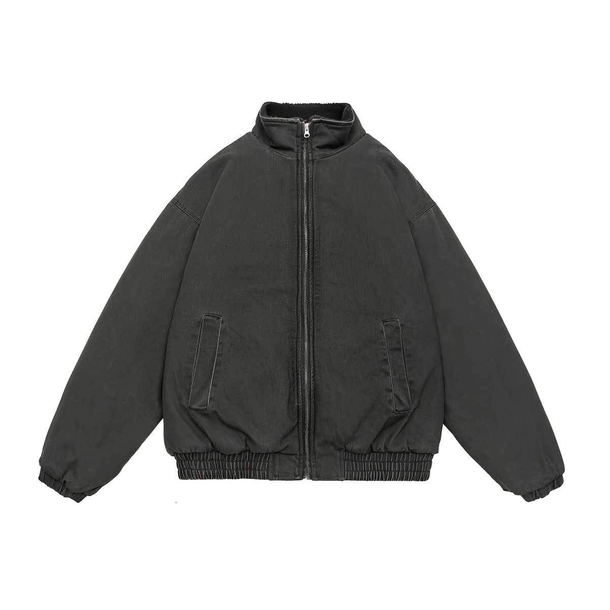 Casual Jacket Men - Zip Closure, Oversized Fit, Stand Collar