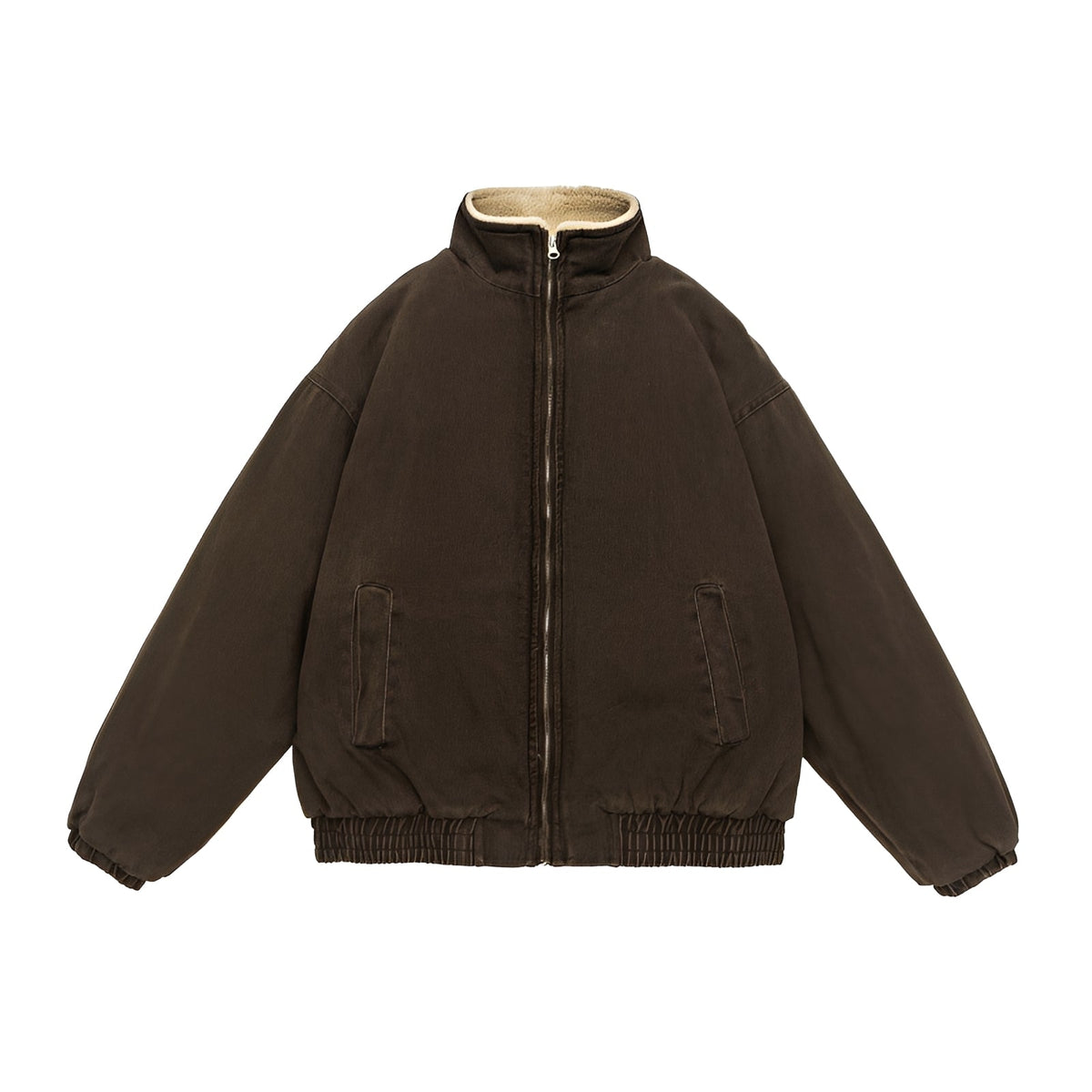 Casual Jacket Men - Zip Closure, Oversized Fit, Stand Collar