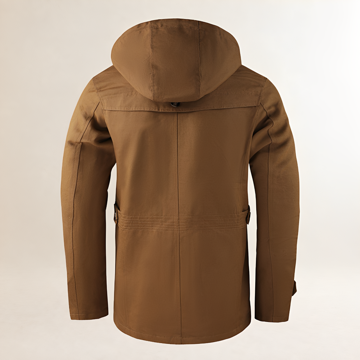 Coat for Men - Hooded, Button Closure, Multiple Pockets, Regular Fit