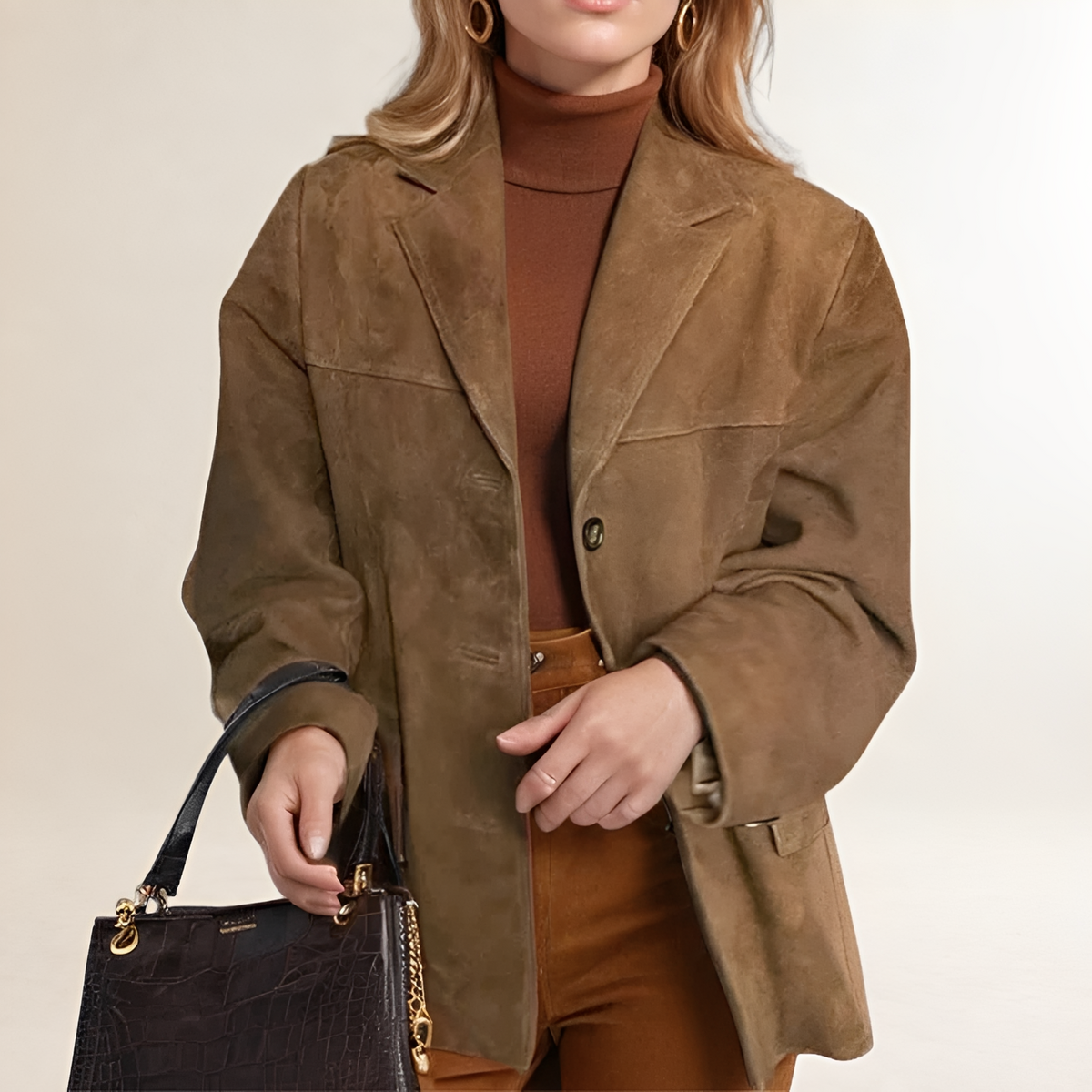 Fashion Jacket Blazer Women Button Closure Oversized Fit - Versatile Design