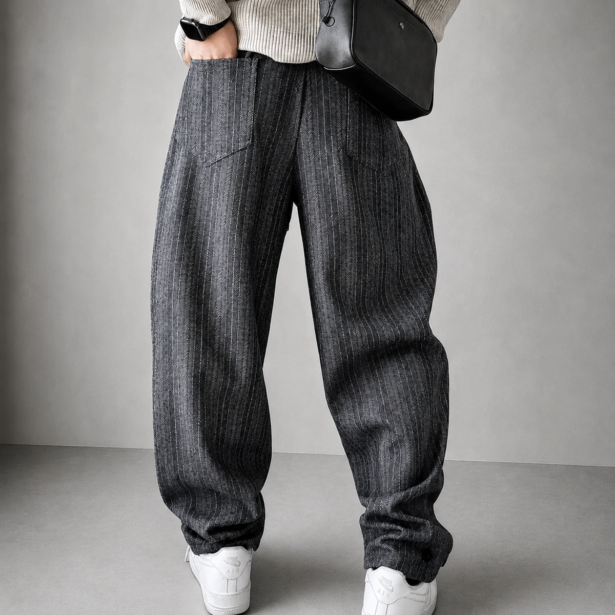 Harem Pants for Men - Relaxed Fit with Adjustable Drawstring Waist and Textured Pattern