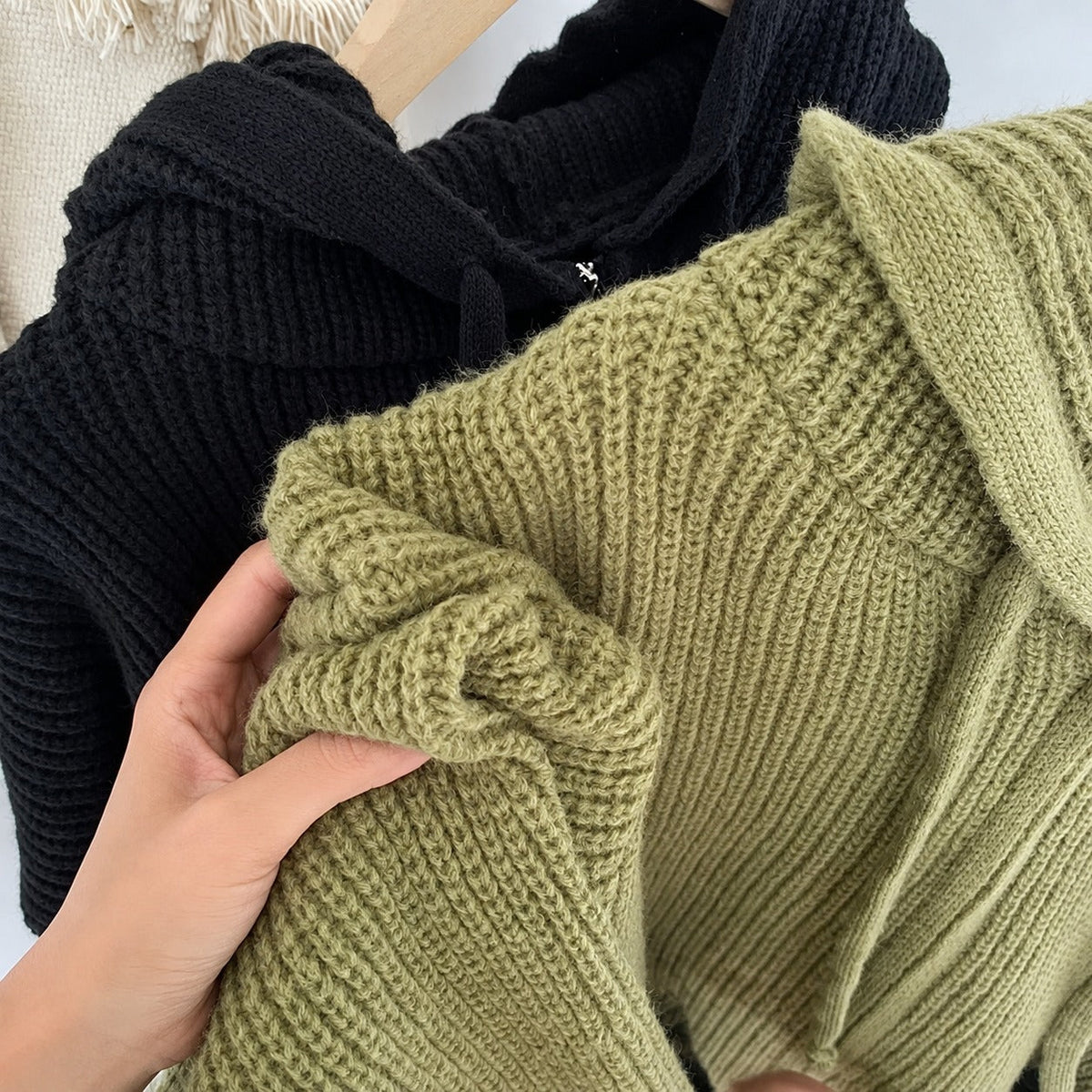 Hooded Cardigan for Women - Zip Closure with Pockets and Oversized Fit