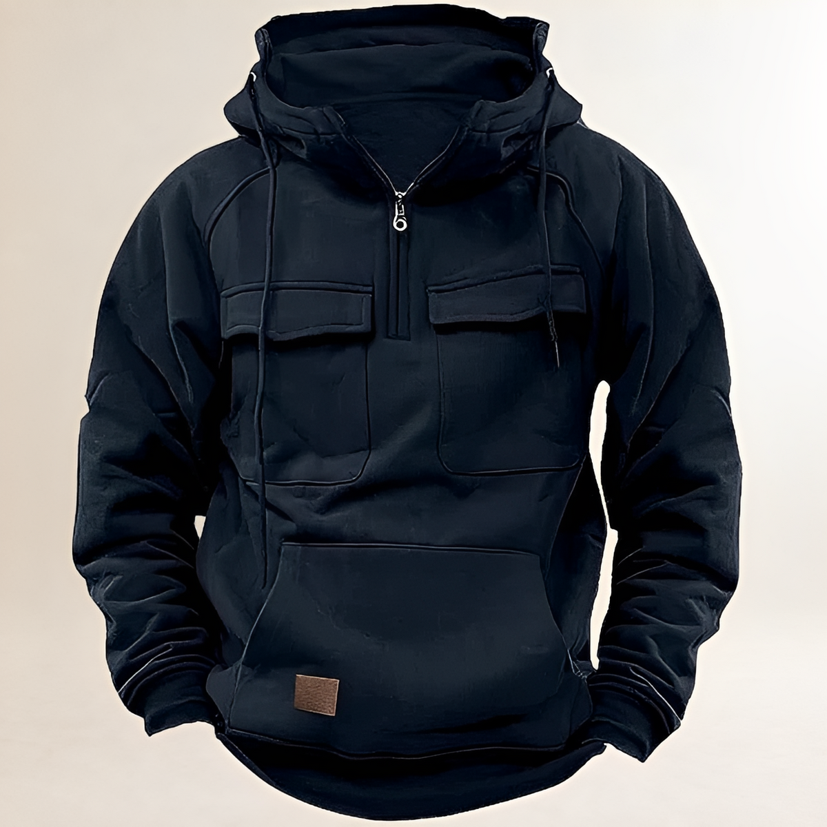 Hoodie for Men - Zip Closure, Front Pockets, Regular Fit