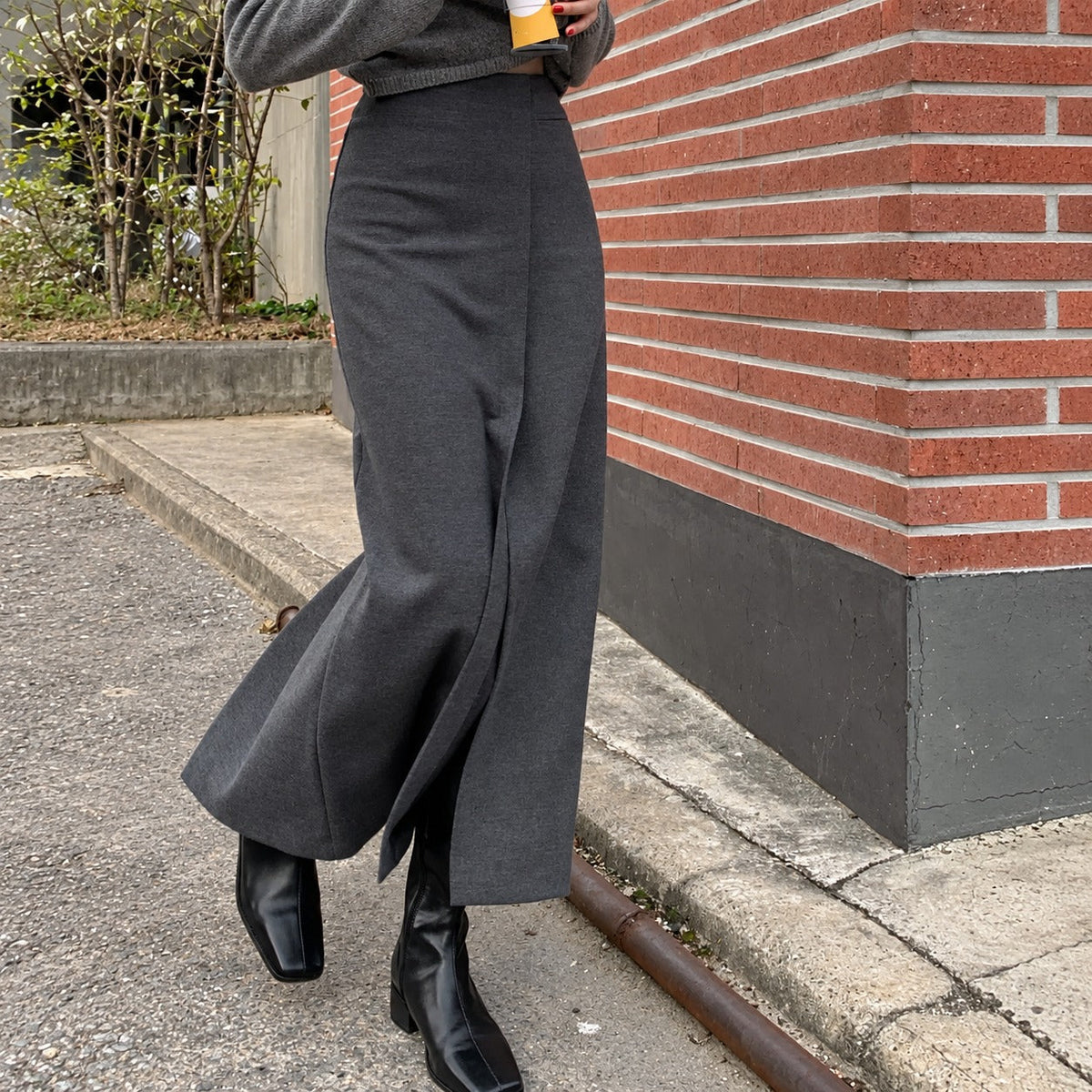 Maxi Skirt for Women High Waist Slit Design Regular Fit
