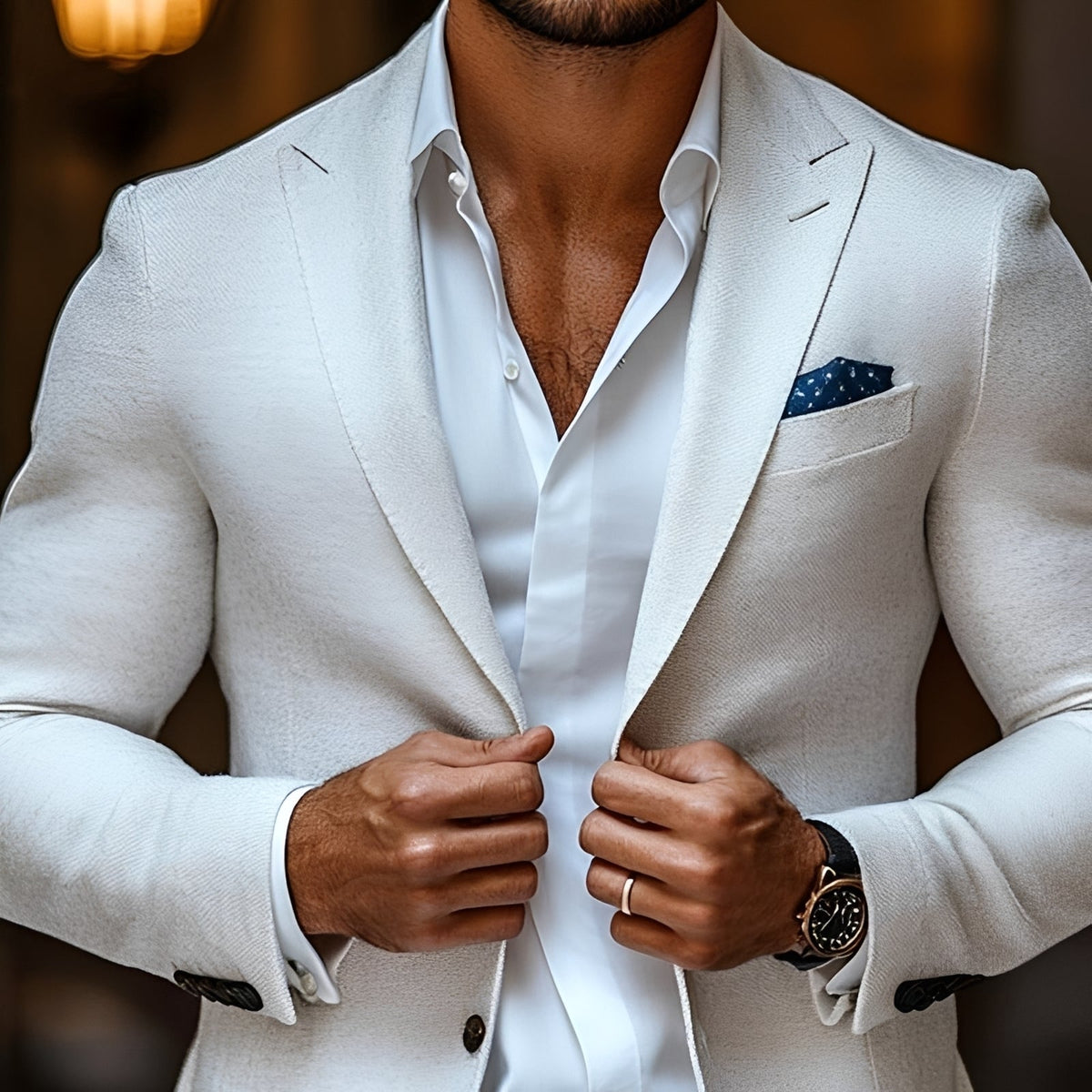 Men's Blazer with Peak Lapel and Two-Button Closure - Regular Fit
