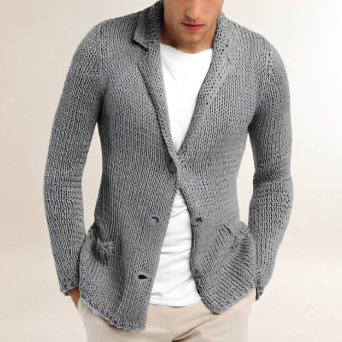 Men's Cardigan Blazer Style Lapel Pocket Regular Fit
