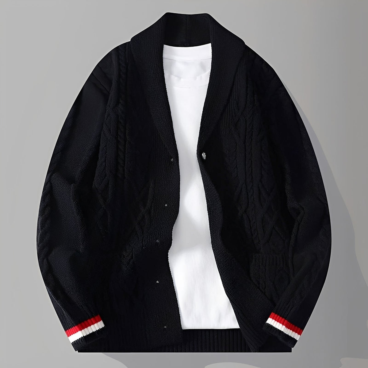 Men's Cardigan with Button Closure and Pockets - Relaxed Fit