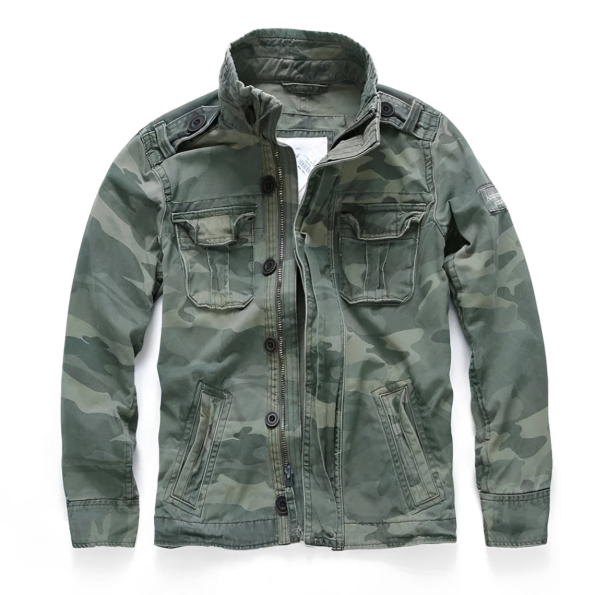 Men's Cargo Jacket with Multi-Pockets and Button Closure - Casual Fit