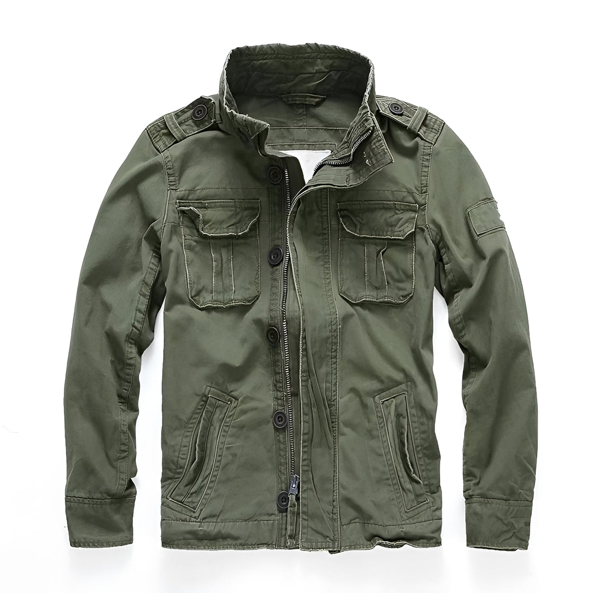Men's Cargo Jacket with Multi-Pockets and Button Closure - Casual Fit