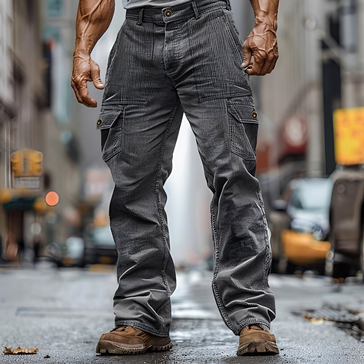 Men's Cargo Pants Multi-Pocket Straight Leg Trousers