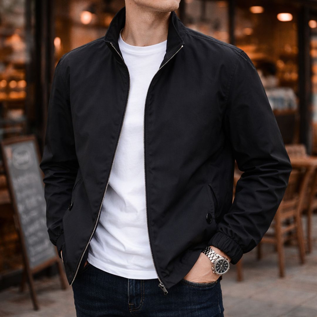 Men's Casual Jacket - Lightweight, Zip Closure, Elastic Cuffs, Regular Fit