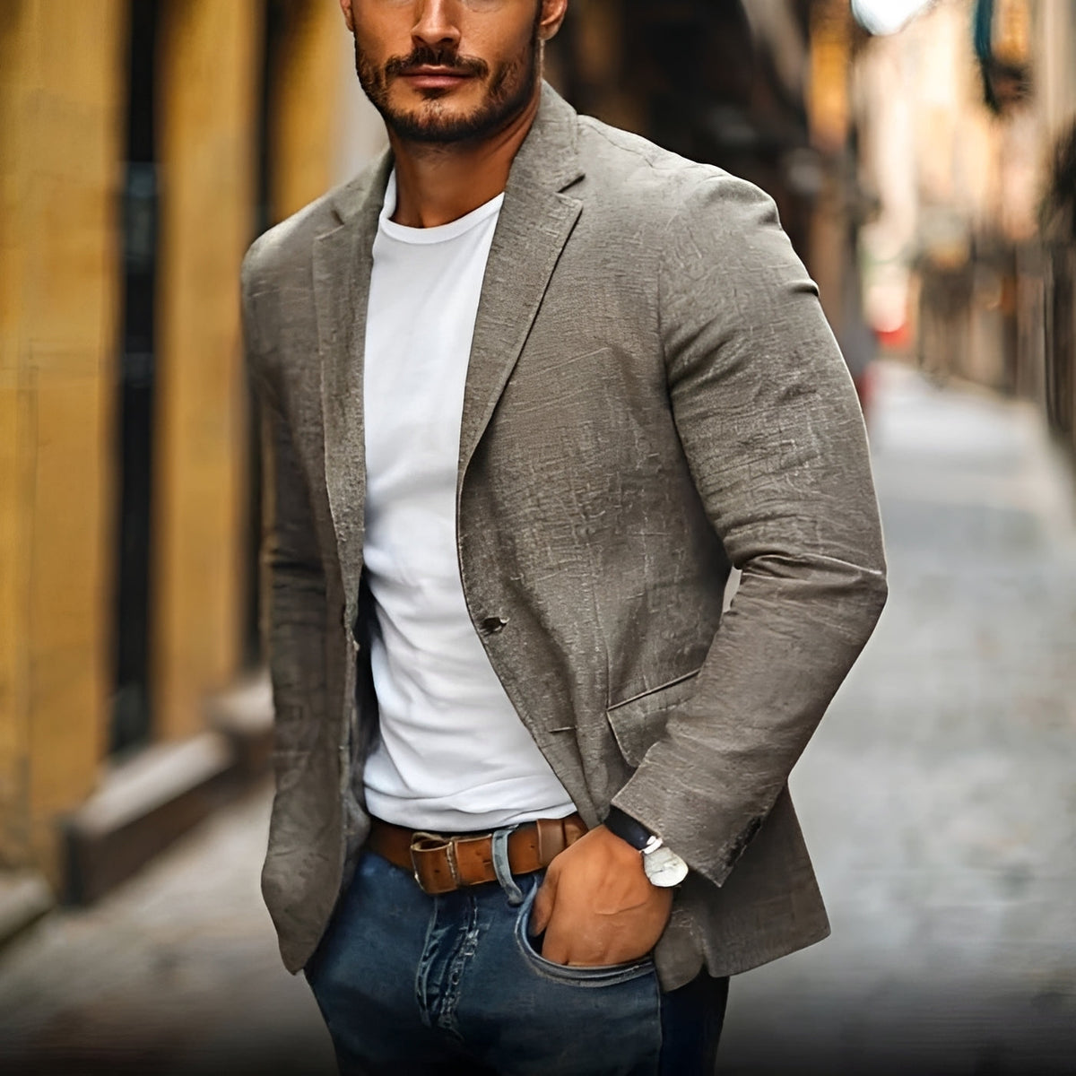 Men's Casual Notch Lapel Blazer - Single-Breasted, Slim Fit