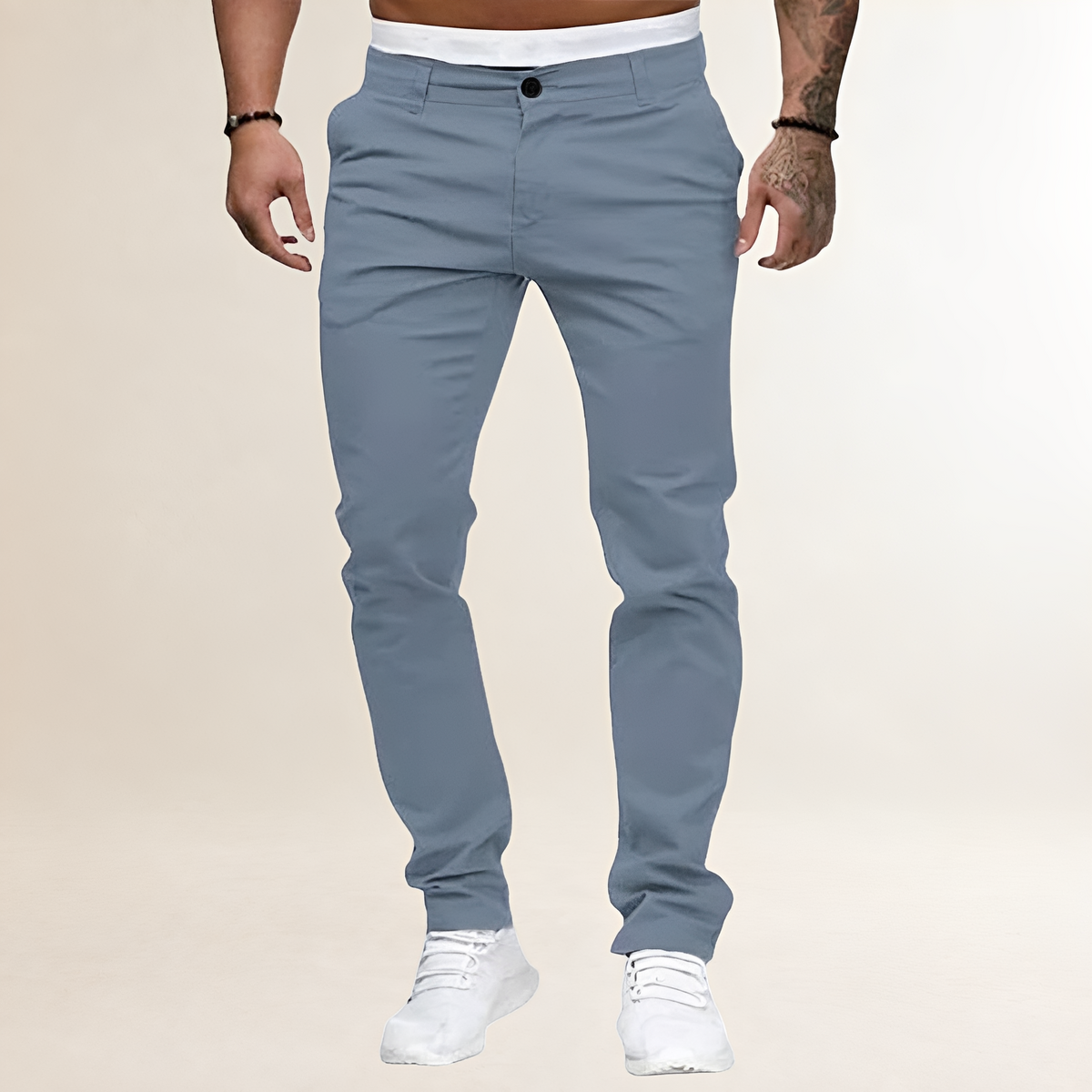 Men's Casual Pants - Slim Fit with Zipper Fly and Slant Pockets