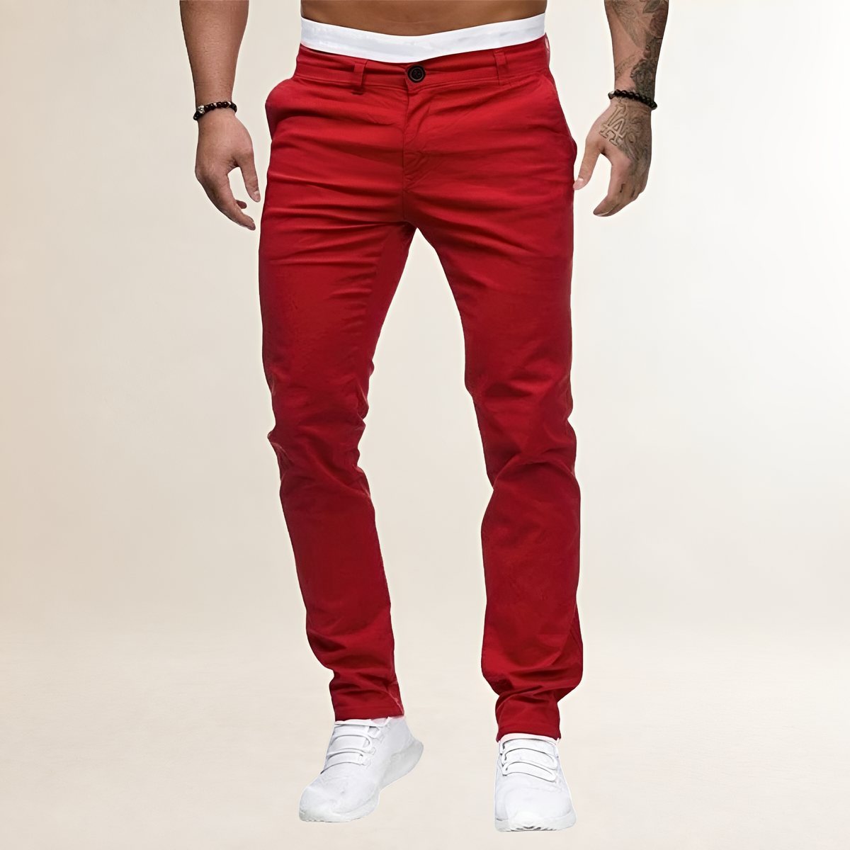 Men's Casual Pants - Slim Fit with Zipper Fly and Slant Pockets