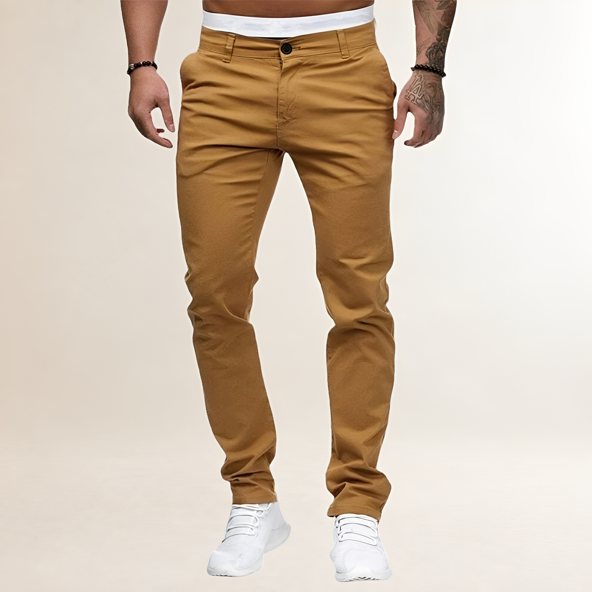 Men's Casual Pants - Slim Fit with Zipper Fly and Slant Pockets