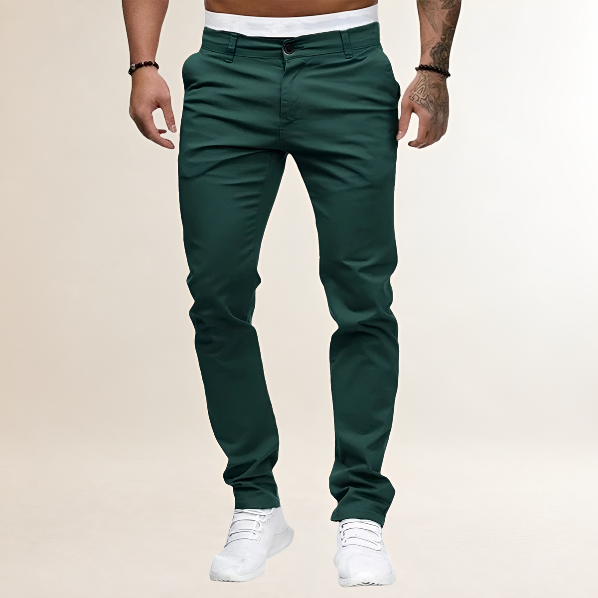 Men's Casual Pants - Slim Fit with Zipper Fly and Slant Pockets