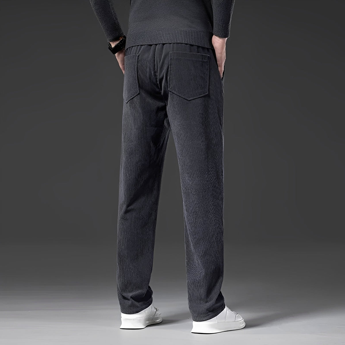 Men's Casual Pants with Adjustable Waistband - Straight-Leg Design