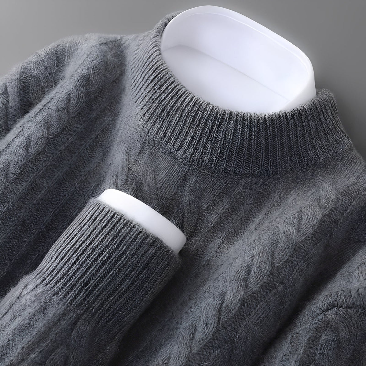Men's Crew Neck Sweater - Soft Textured Design with Long Sleeves