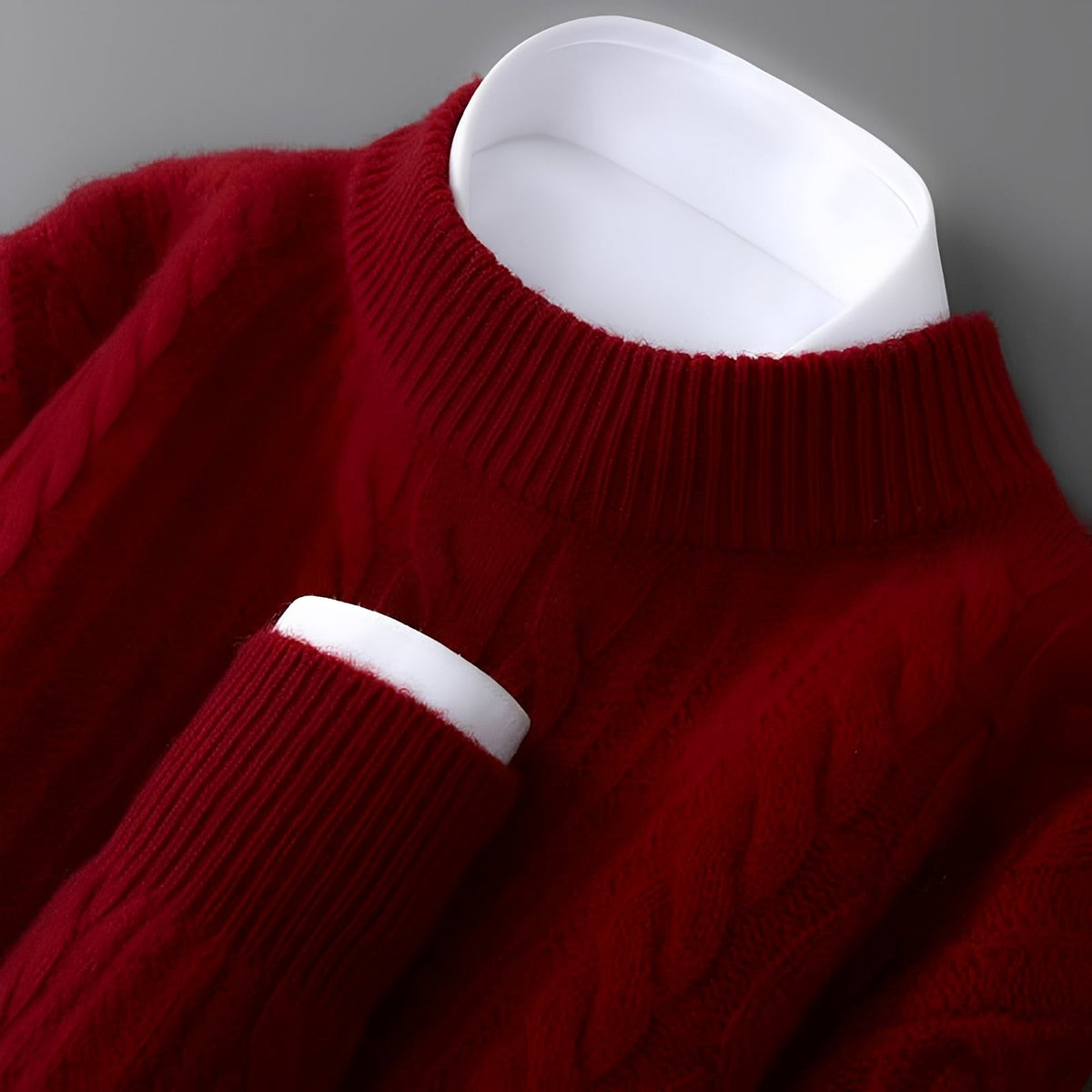 Men's Crew Neck Sweater - Soft Textured Design with Long Sleeves