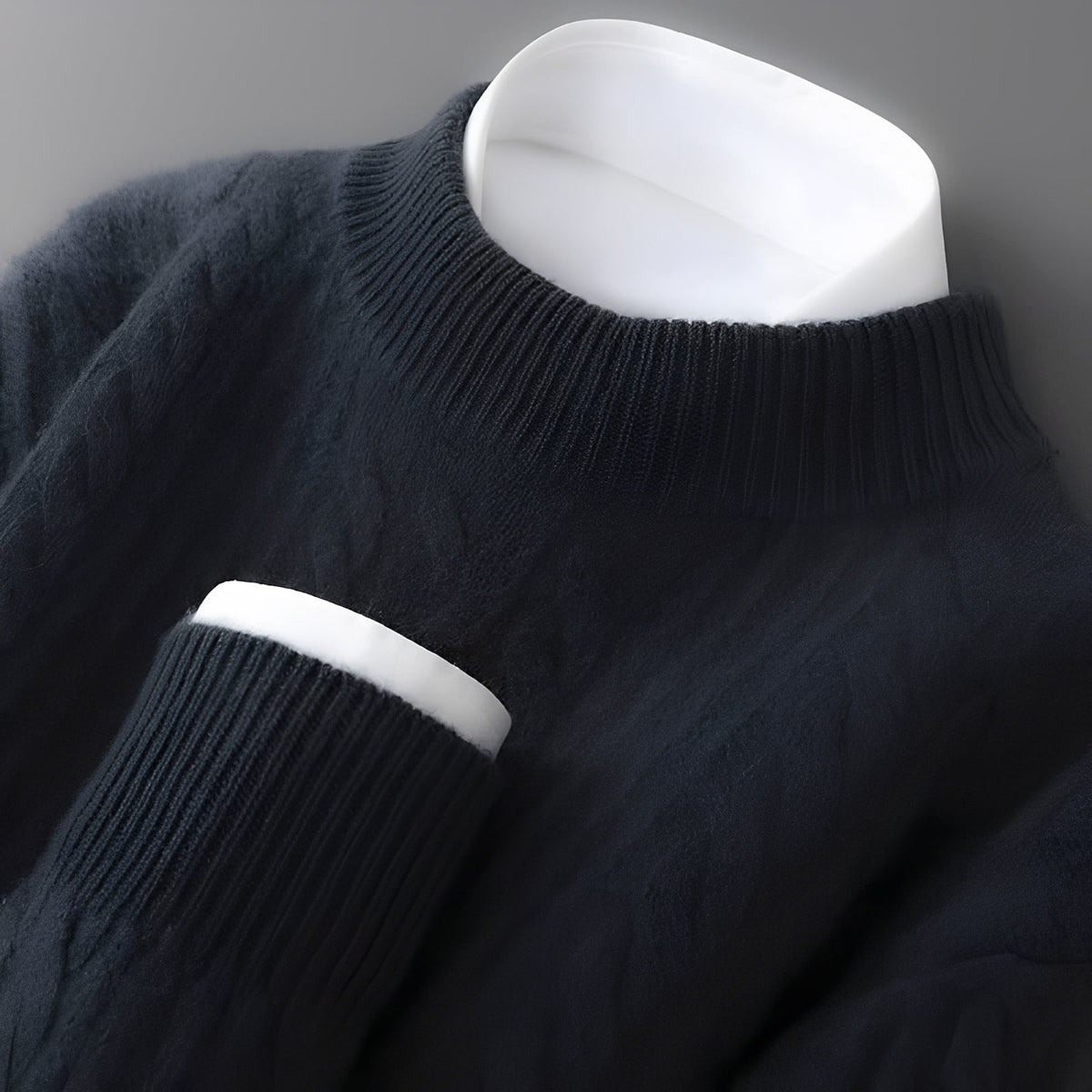 Men's Crew Neck Sweater - Soft Textured Design with Long Sleeves