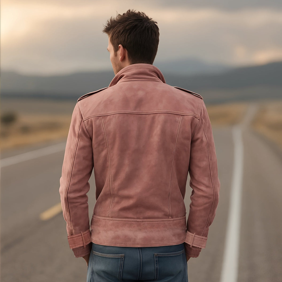 Men's Double-Breasted Peacoat Jacket with Epaulettes - Classic Fit
