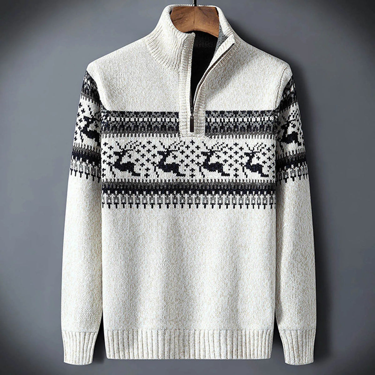 Men's Fair Isle Sweater - Crew Neck, Long Sleeve, Regular Fit