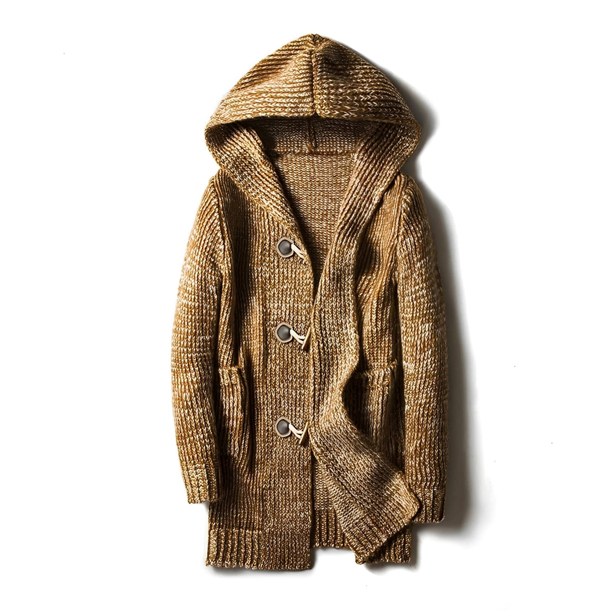 Men's Hooded Cardigan - Button Closure, Side Pockets, Relaxed Fit