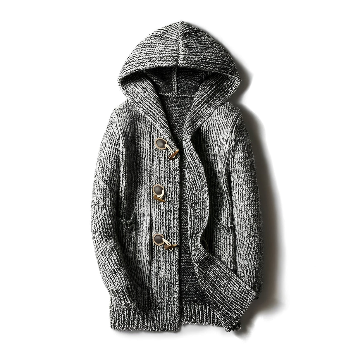 Men's Hooded Cardigan - Button Closure, Side Pockets, Relaxed Fit