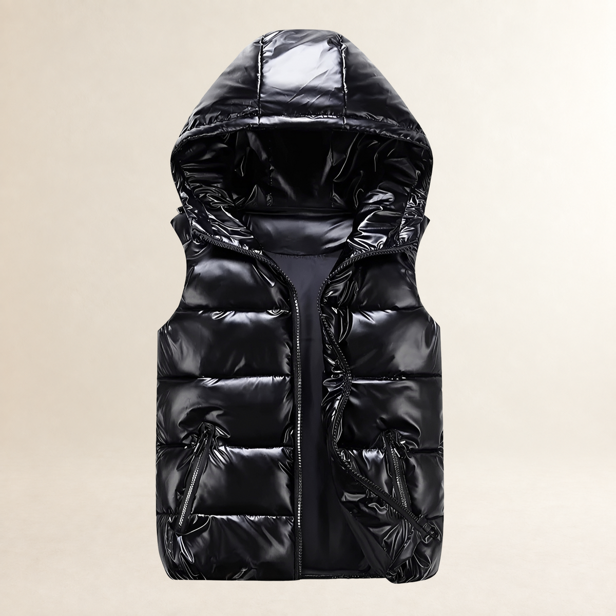 Men's Hooded Puffer Vest - Lightweight, Quilted Design, Zip Pockets