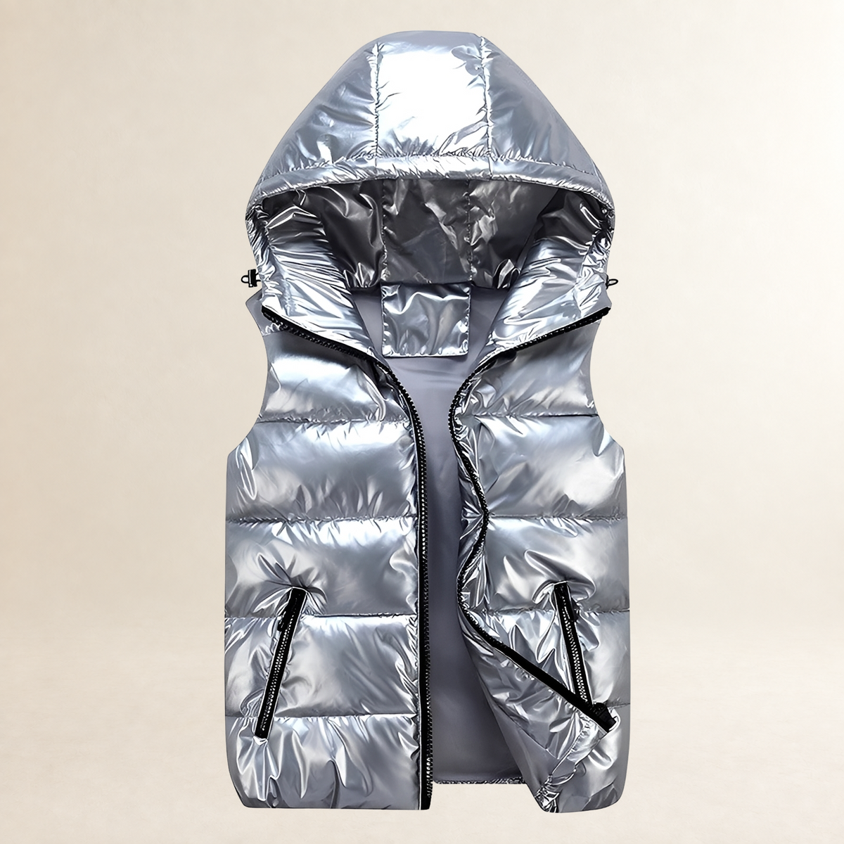Men's Hooded Puffer Vest - Lightweight, Quilted Design, Zip Pockets