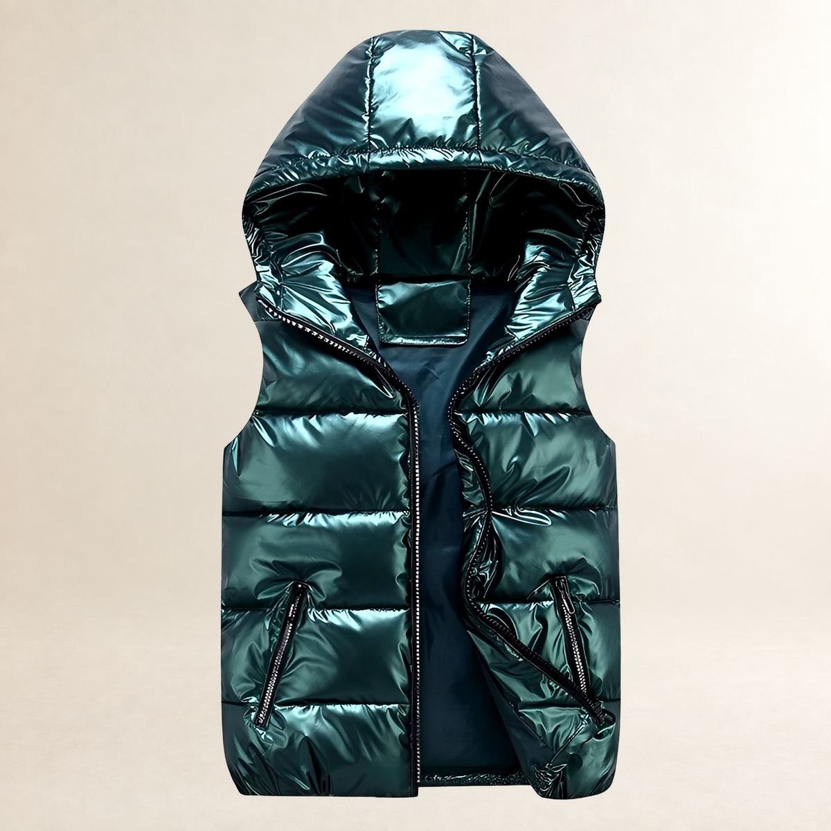 Men's Hooded Puffer Vest - Lightweight, Quilted Design, Zip Pockets