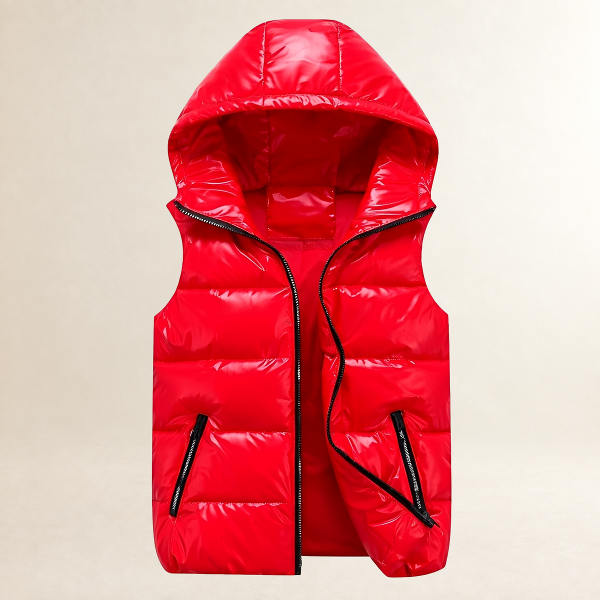 Men's Hooded Puffer Vest - Lightweight, Quilted Design, Zip Pockets