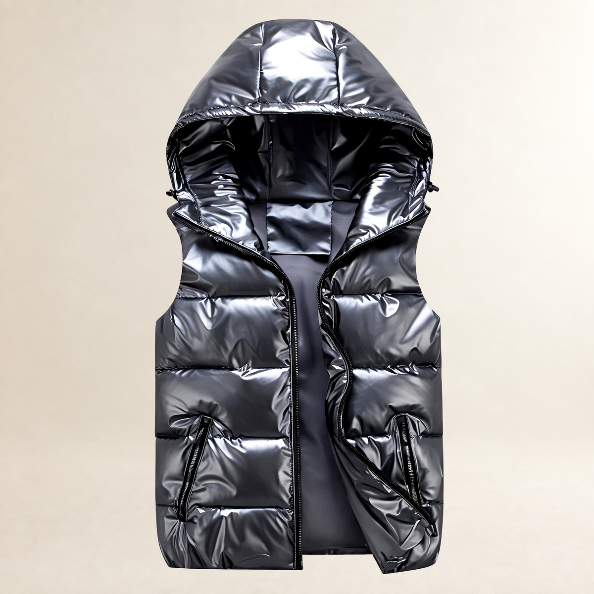Men's Hooded Puffer Vest - Lightweight, Quilted Design, Zip Pockets
