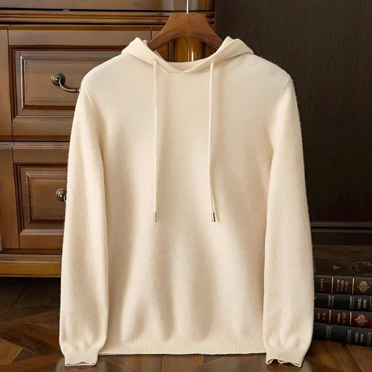 Men's Hoodie with V-Neck and Drawstring - Long Sleeve Pullover