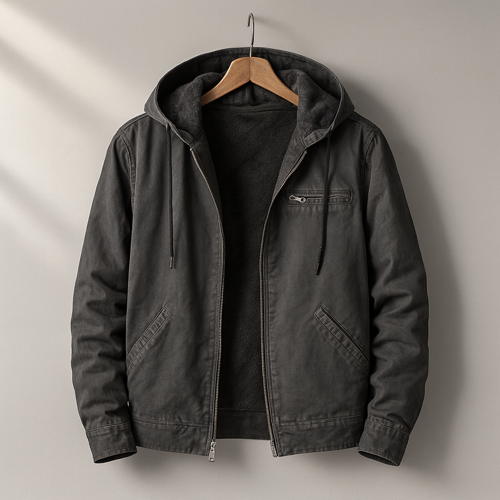 Men's Jacket - Hooded, Zip-Up, Soft Lined, Relaxed Fit