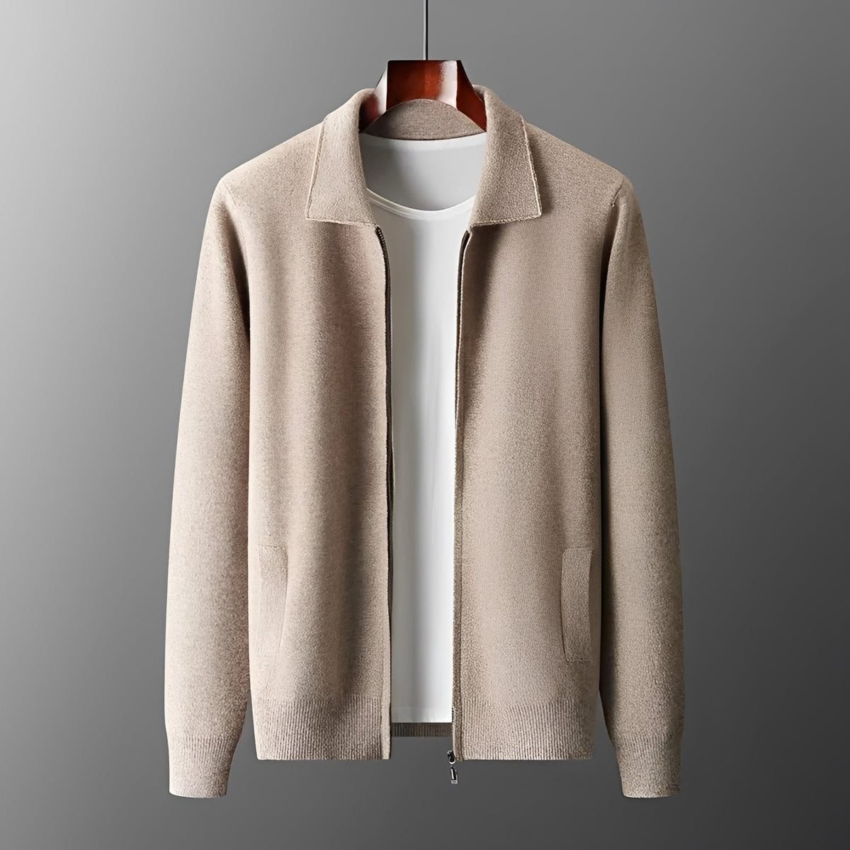 Men's Jacket Zip-Up with Collar - Casual Fit, Long Sleeve Design