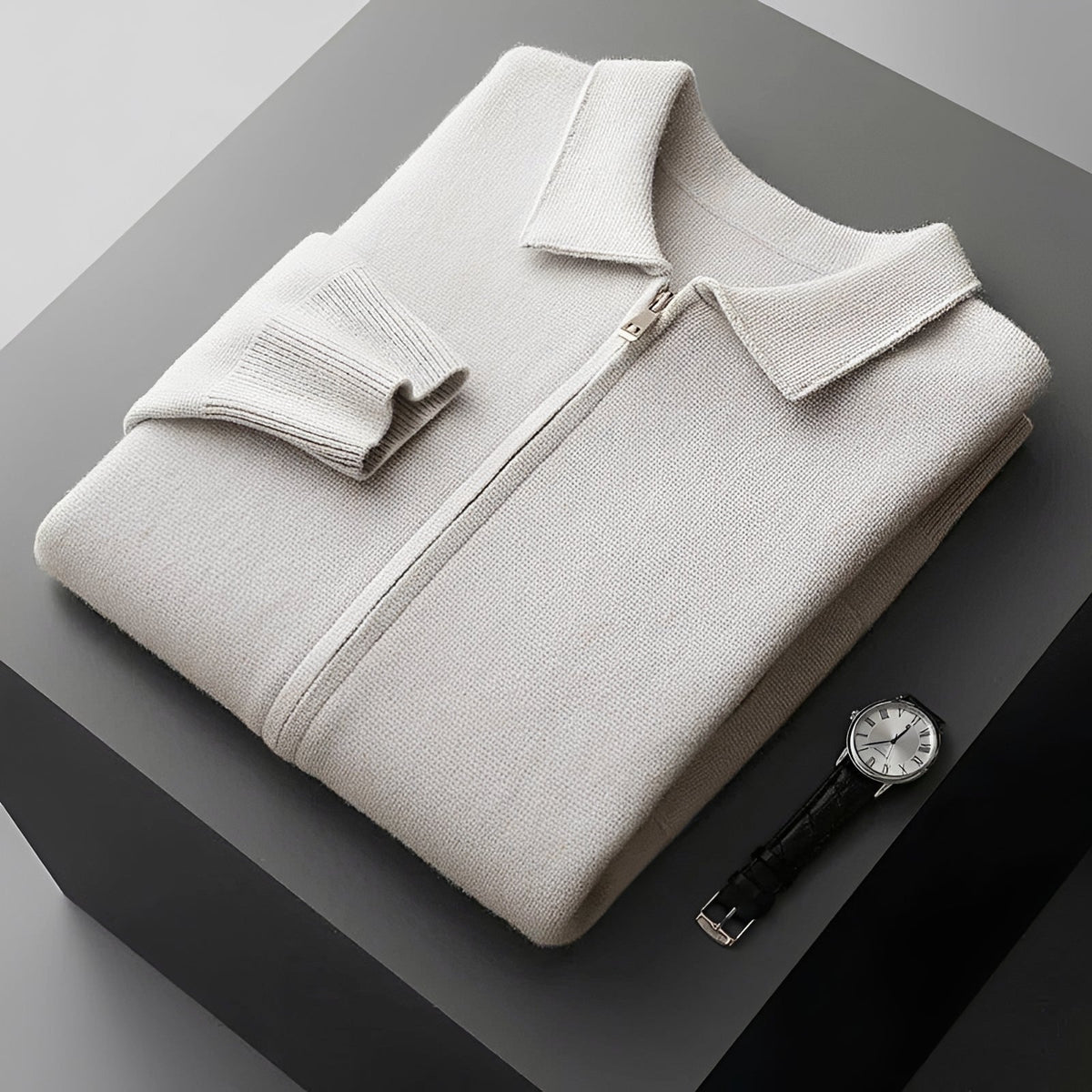 Men's Jacket Zip-Up with Collar - Casual Fit, Long Sleeve Design