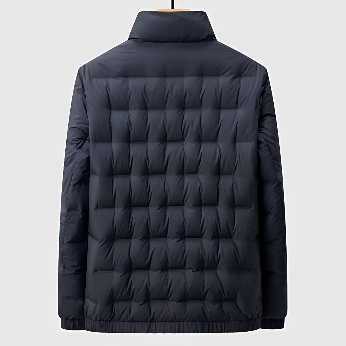 Men's Quilted Jacket - Stand Collar, Zip Closure, Lightweight Design