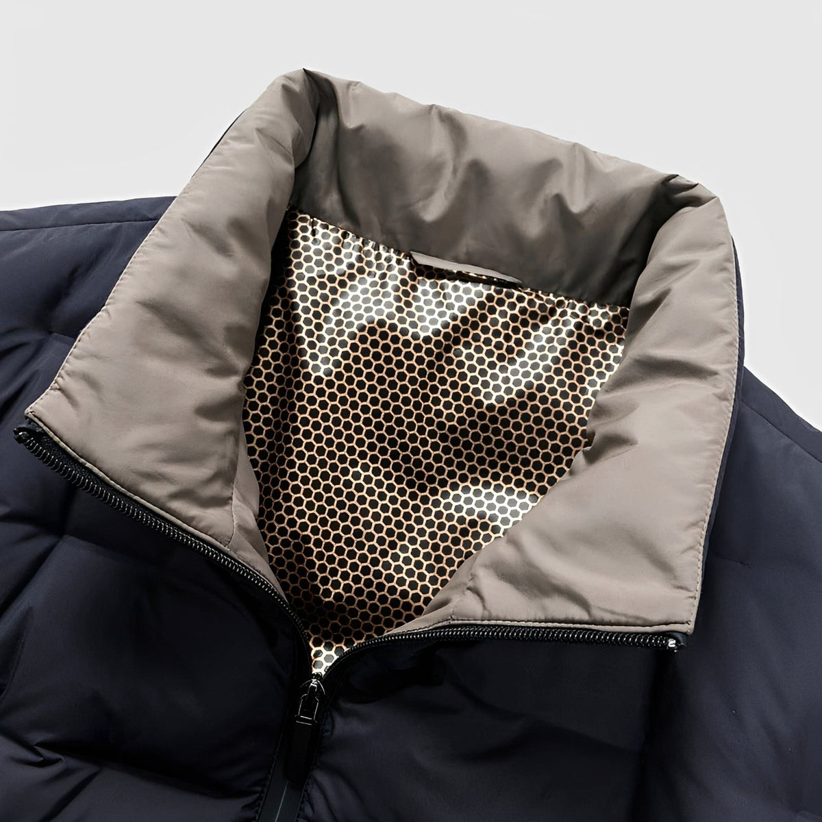 Men's Quilted Jacket - Stand Collar, Zip Closure, Lightweight Design