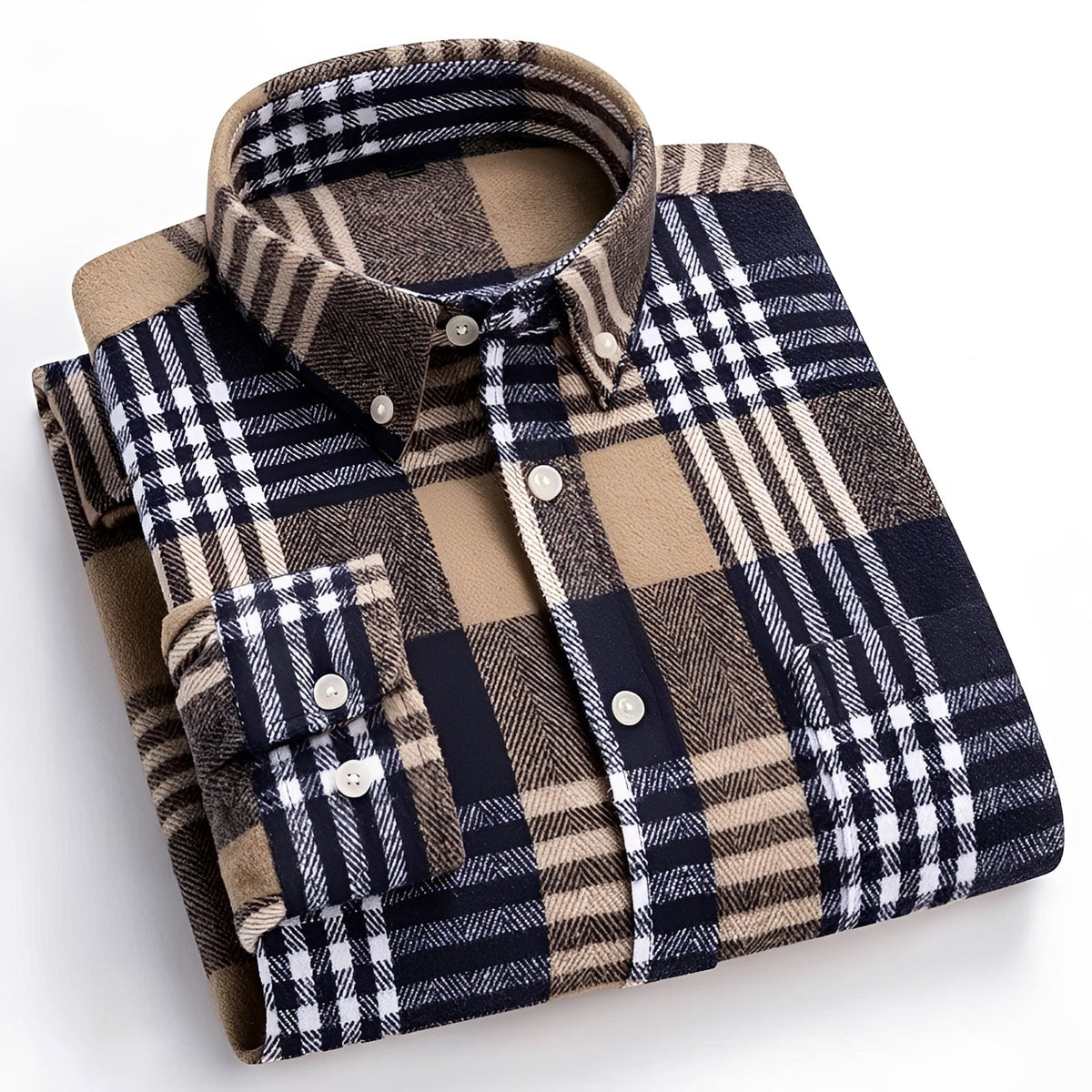 Men's Shirt - Button-Down Collar, Check Pattern, Relaxed Fit